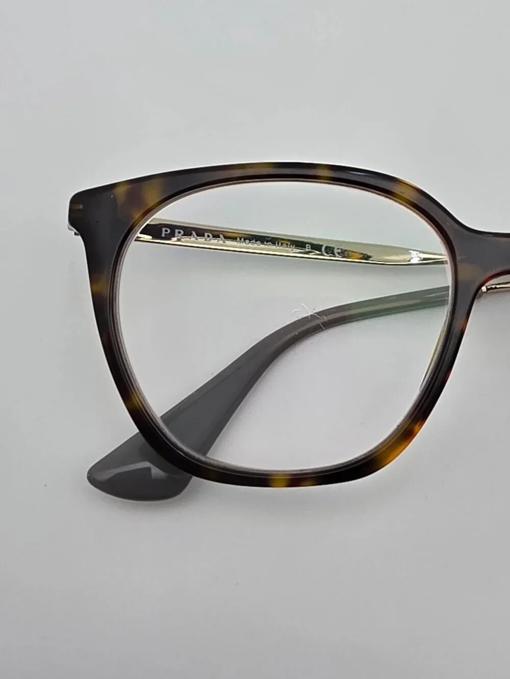 Prada VPR 11T 2AU-1O1 Havana Gold Cat Eye Eyeglasses Frame Italy 53-17-140